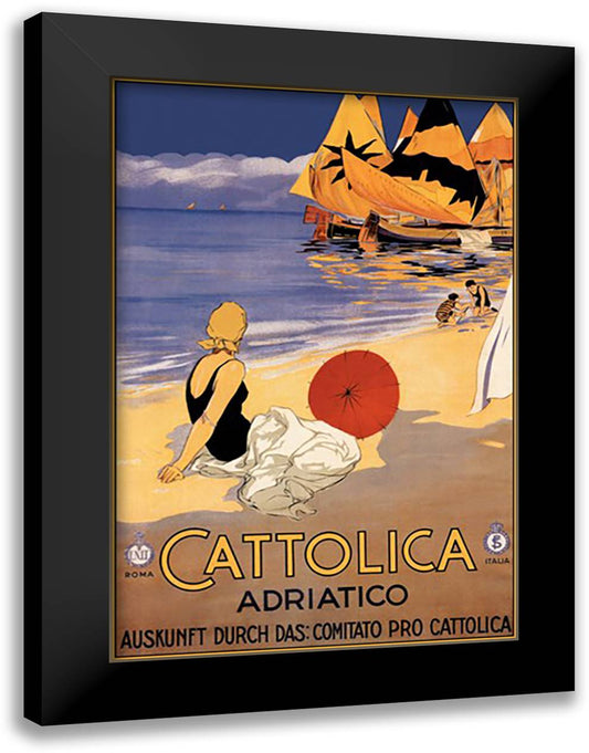 Cattolica 16x22 Black Modern Wood Framed Art Print Poster