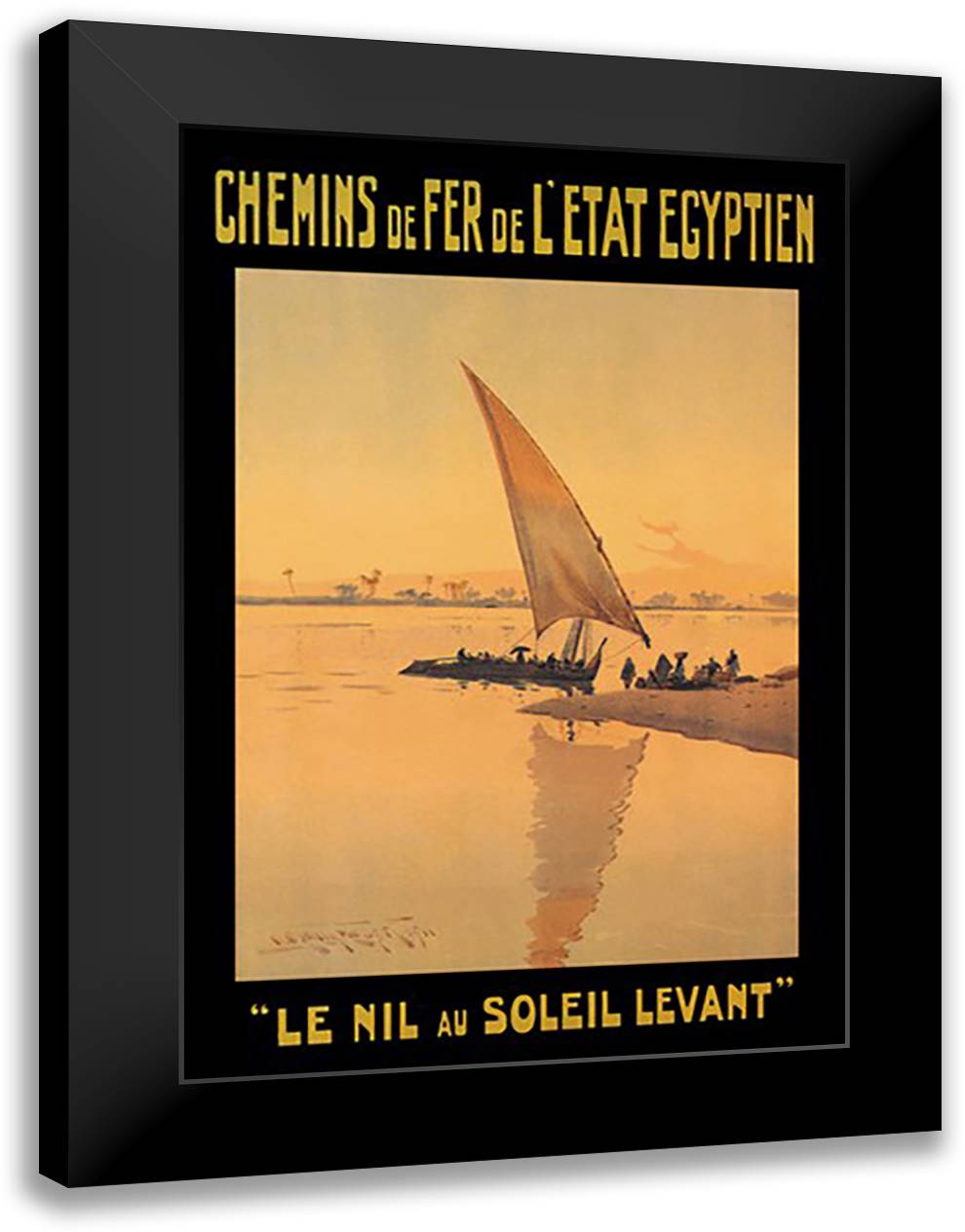 Nil au Soleil Levant (Sunrise on the Nile) 16x22 Black Modern Wood Framed Art Print Poster by Rudeman, D.