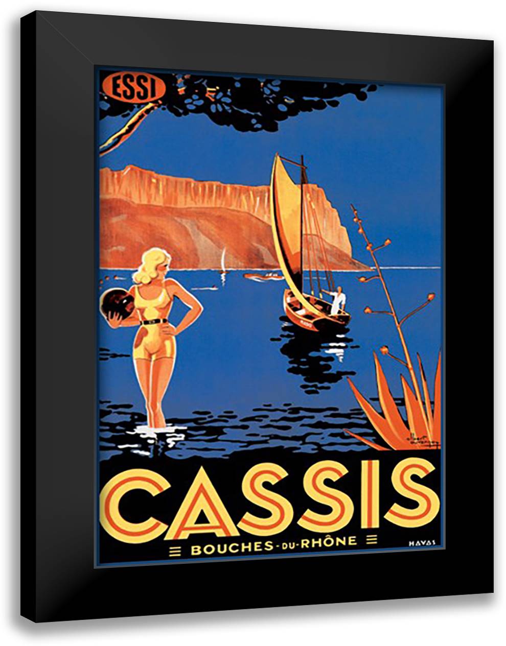 Cassis: Bouches du Rhone 16x22 Black Modern Wood Framed Art Print Poster