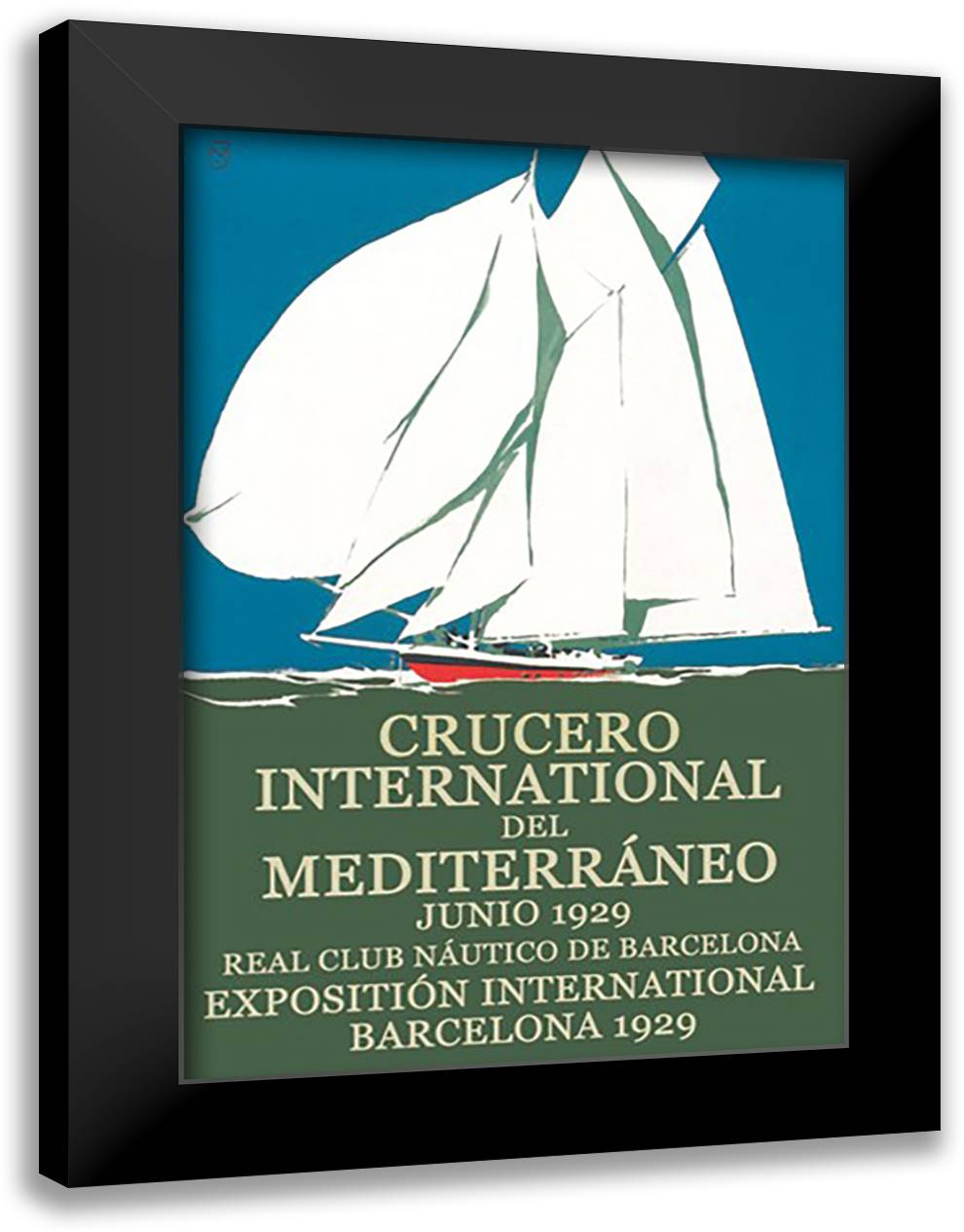 Crucero International del Mediterraneo 16x22 Black Modern Wood Framed Art Print Poster