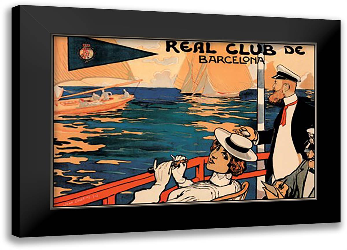 Real Club de Barcelona 22x16 Black Modern Wood Framed Art Print Poster by Lawrence, H.M.