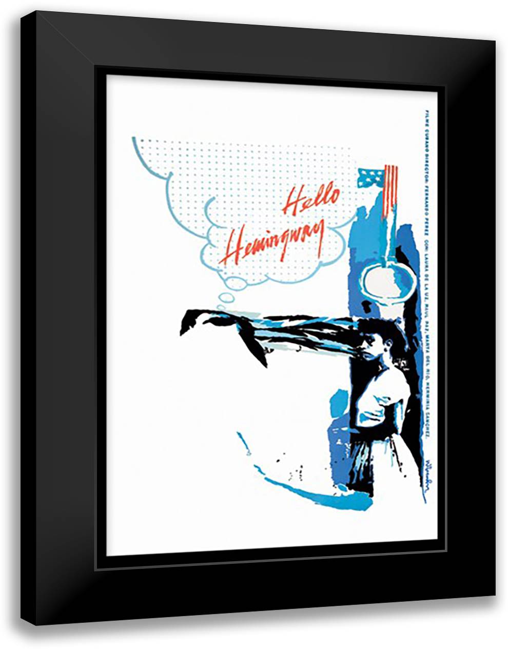 Hello Hemingway 16x22 Black Modern Wood Framed Art Print Poster