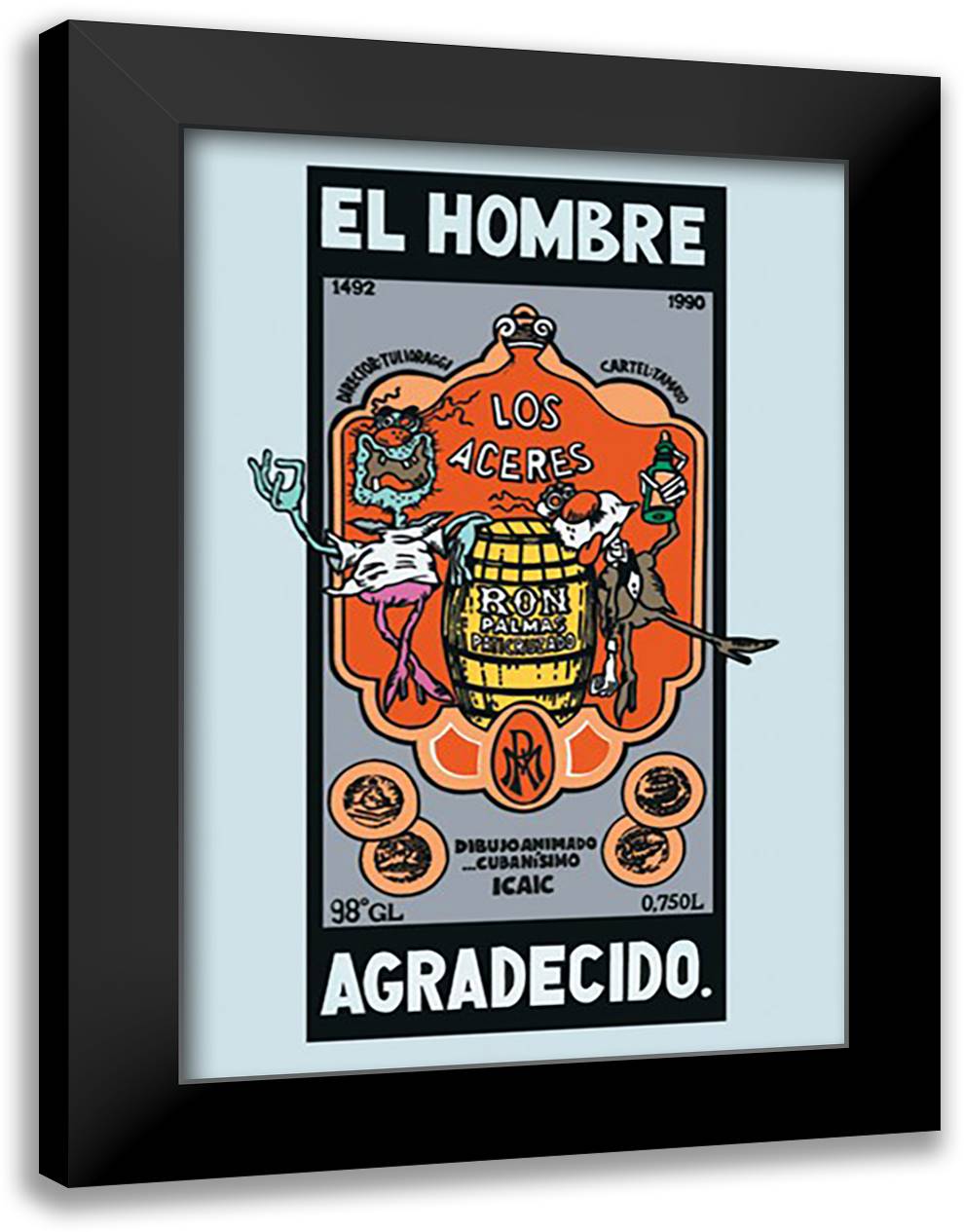 Grateful Man (El Hombre Agradecido) 16x22 Black Modern Wood Framed Art Print Poster