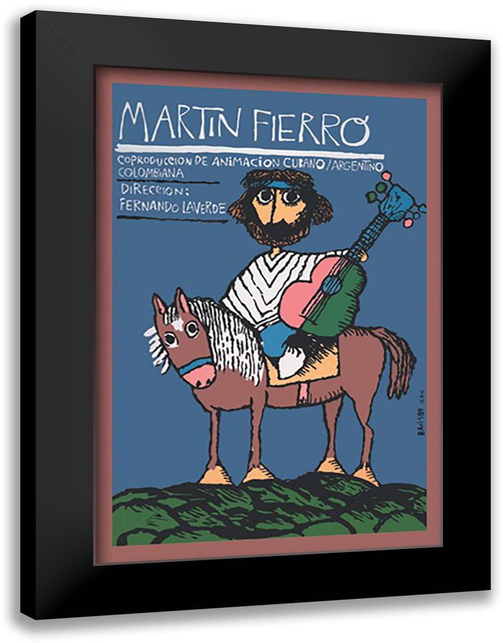 Martin Fierro 16x22 Black Modern Wood Framed Art Print Poster