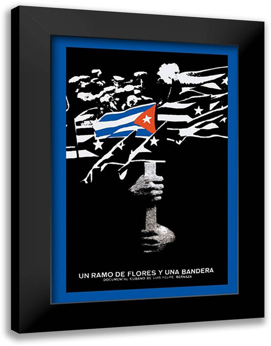 Bouquet of Flowers and the Flag 16x22 Black Modern Wood Framed Art Print Poster