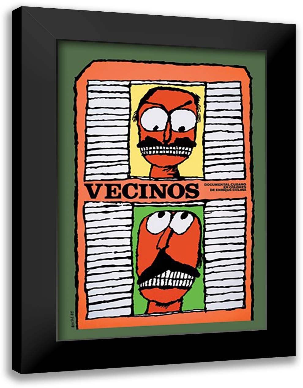 Vicinos (Neighbors) 16x22 Black Modern Wood Framed Art Print Poster