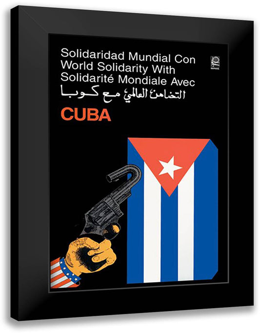 World Solidarity with Cuba 16x22 Black Modern Wood Framed Art Print Poster