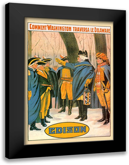 Comment Washington Traversa le Delaware 16x22 Black Modern Wood Framed Art Print Poster