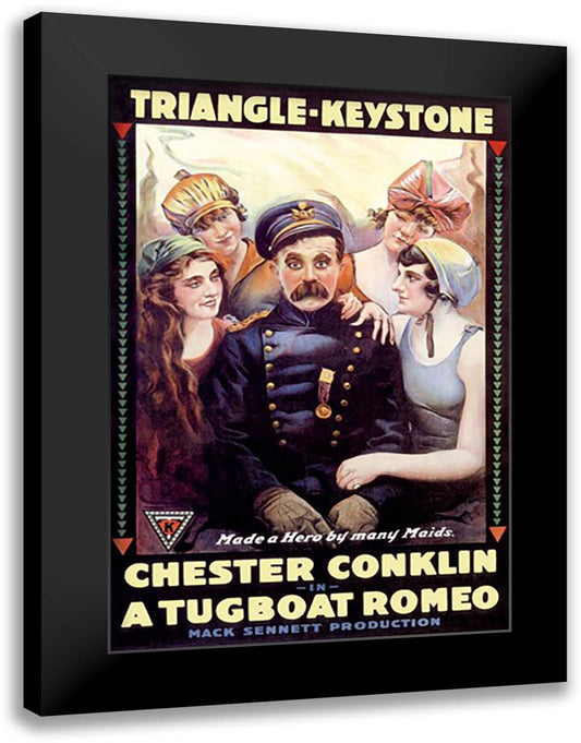 Tugboat Romeo 16x22 Black Modern Wood Framed Art Print Poster