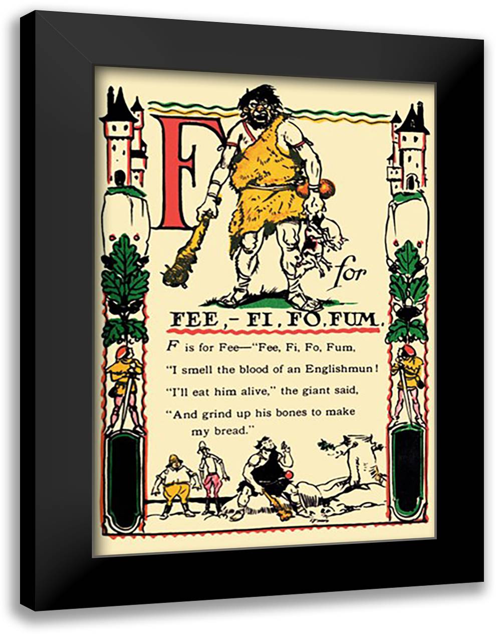 F for Fee, Fi, Fo, Fum 16x22 Black Modern Wood Framed Art Print Poster by Sarge, Tony
