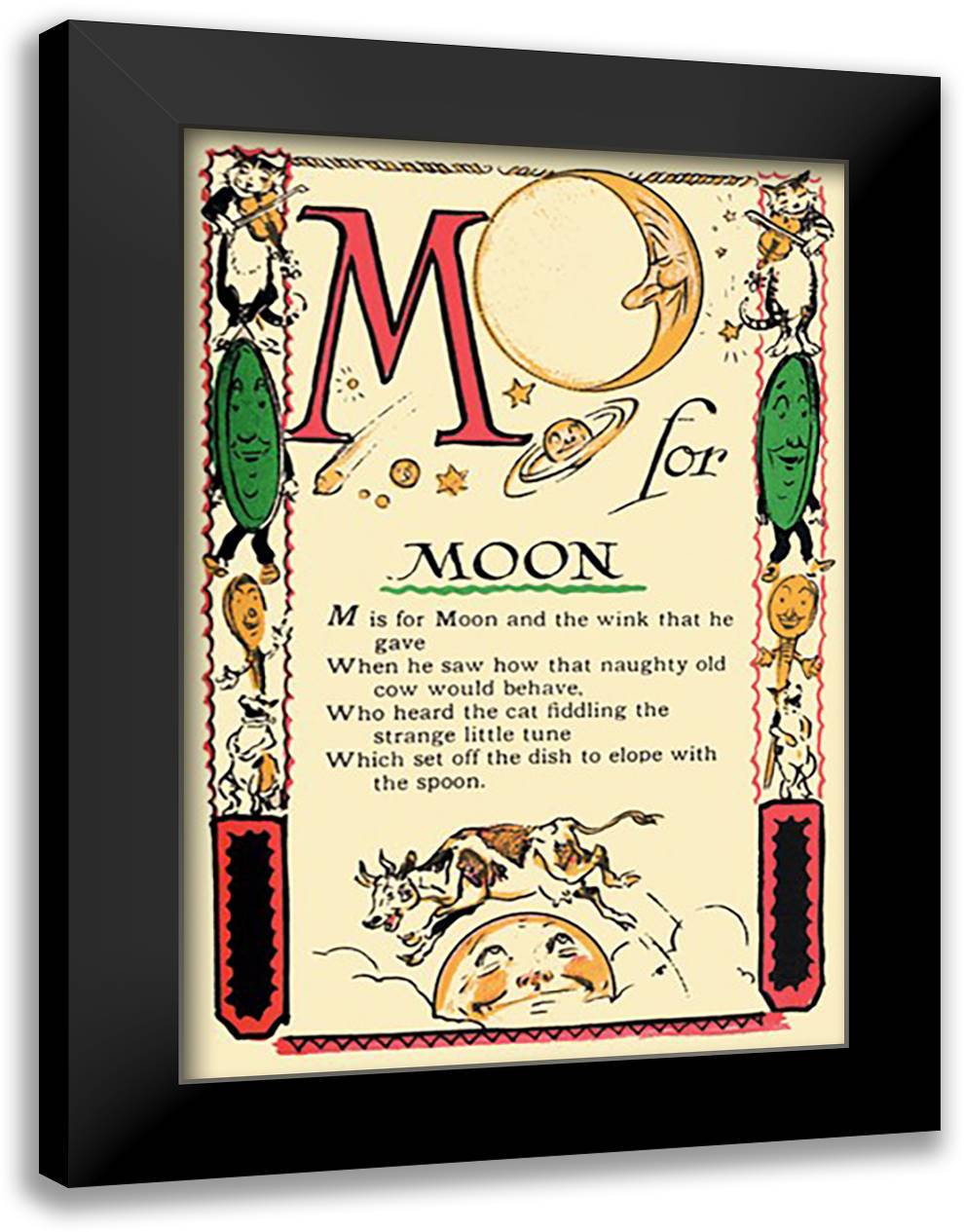 M for Moon 16x22 Black Modern Wood Framed Art Print Poster by Sarge, Tony