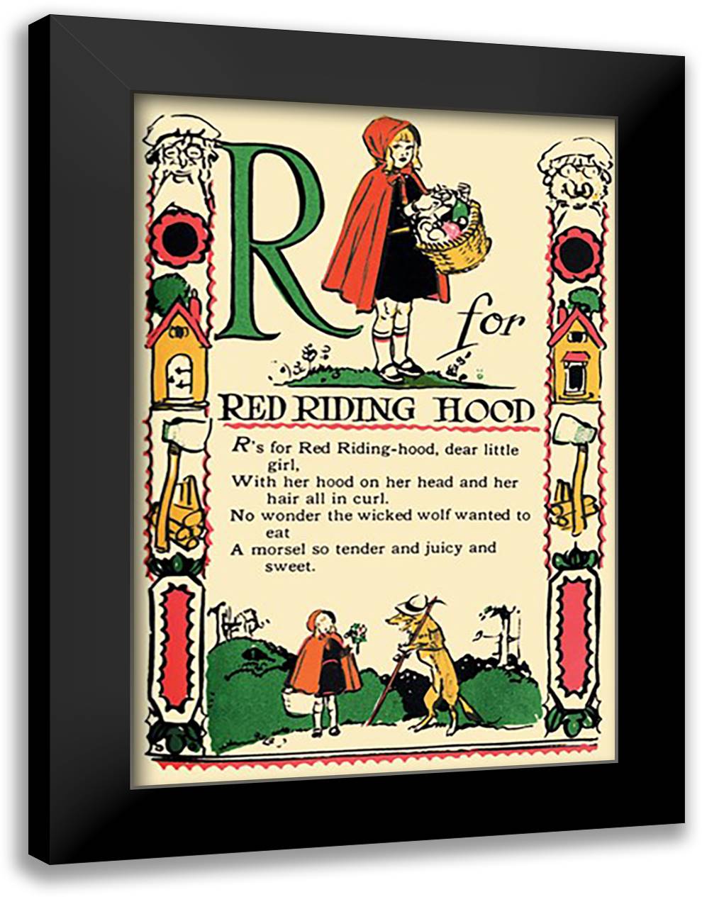R for Red Riding Hood 16x22 Black Modern Wood Framed Art Print Poster by Sarge, Tony