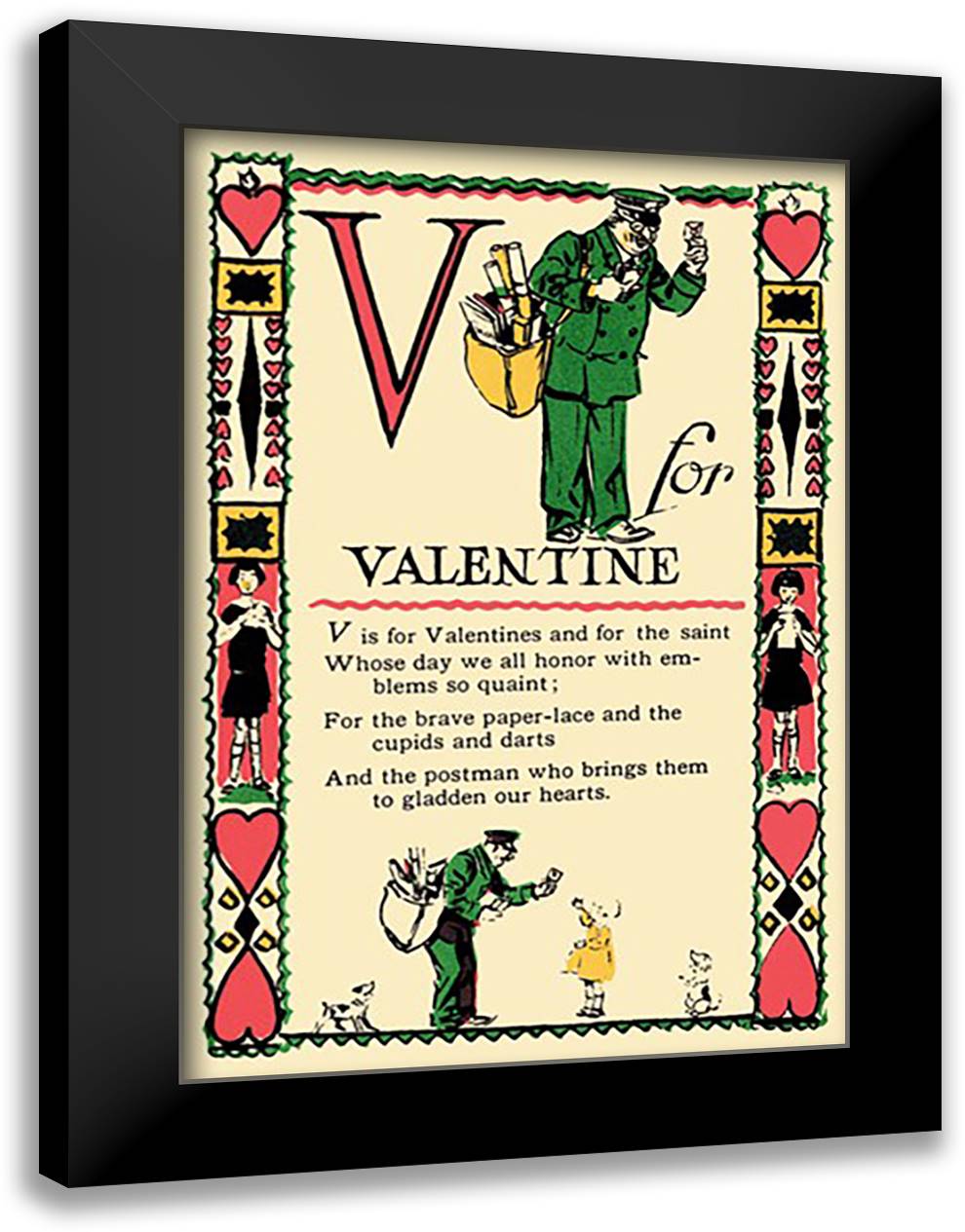 V for Valentine 16x22 Black Modern Wood Framed Art Print Poster by Sarge, Tony
