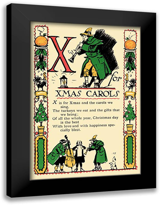 X for X-Mas Carols 16x22 Black Modern Wood Framed Art Print Poster by Sarge, Tony