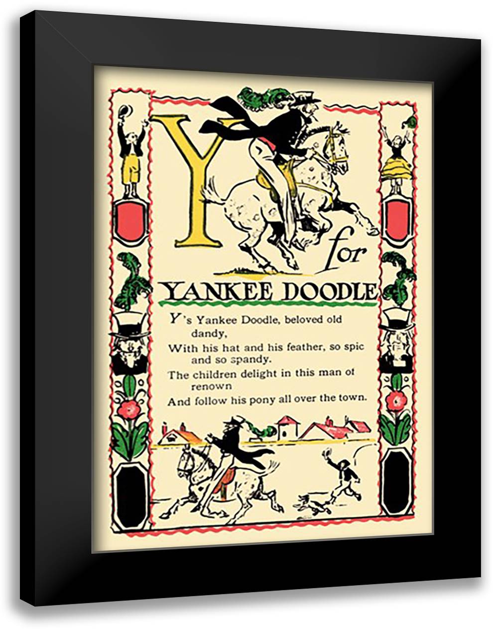 Y for Yankee Doodle 16x22 Black Modern Wood Framed Art Print Poster by Sarge, Tony