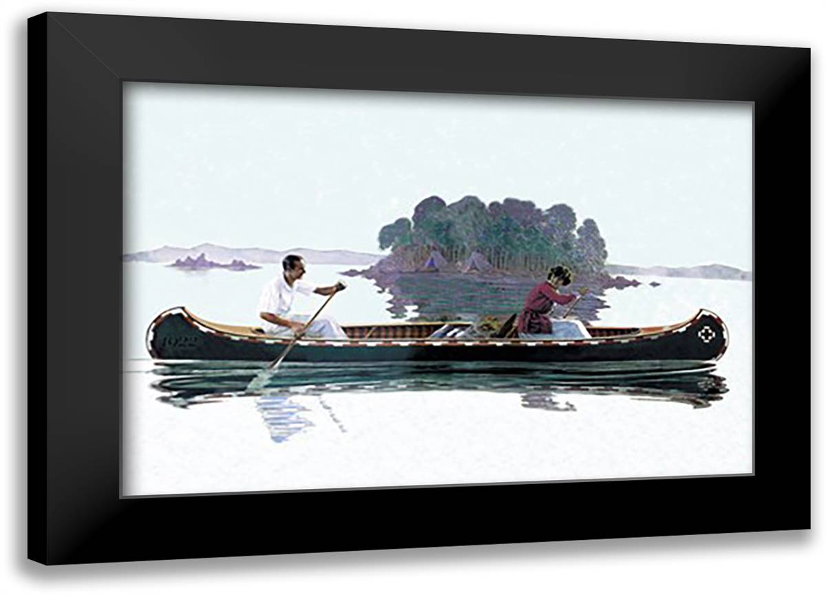 On The River 22x16 Black Modern Wood Framed Art Print Poster