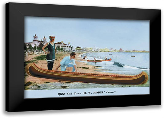 H.W. Model' Canoe 22x16 Black Modern Wood Framed Art Print Poster