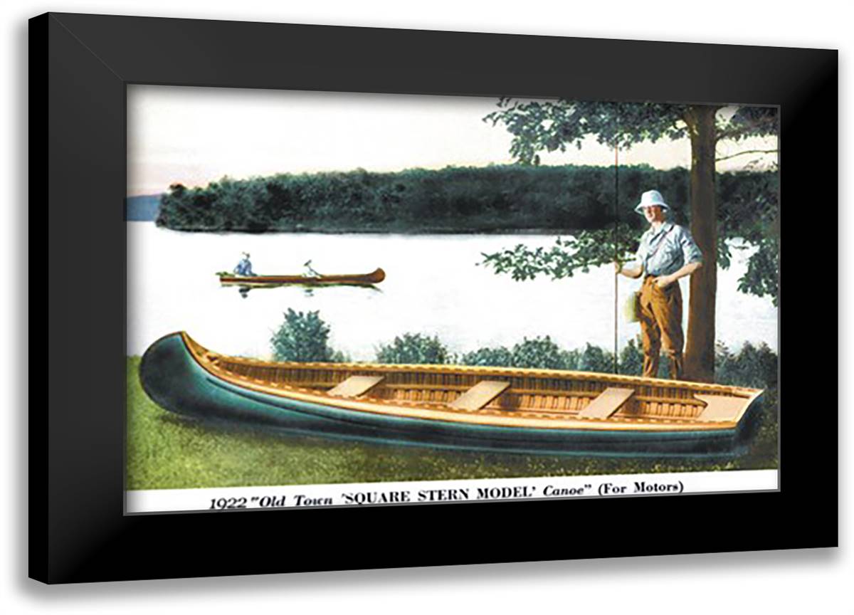 Square Stern Model' Canoe 22x16 Black Modern Wood Framed Art Print Poster