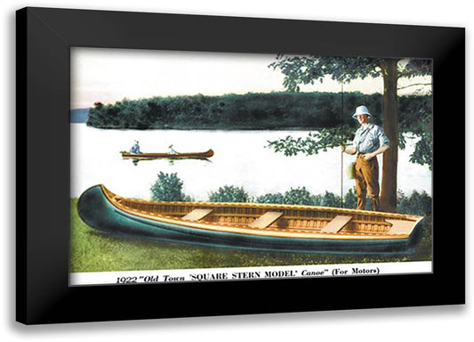 Square Stern Model' Canoe 22x16 Black Modern Wood Framed Art Print Poster