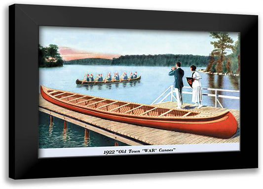 War' Canoe 22x16 Black Modern Wood Framed Art Print Poster