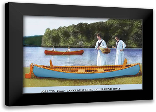 Canvas-Covered, Double-End Boat 22x16 Black Modern Wood Framed Art Print Poster