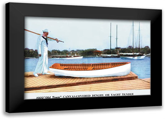 Canvas-Covered Dinghy or Yacht Tender 22x16 Black Modern Wood Framed Art Print Poster