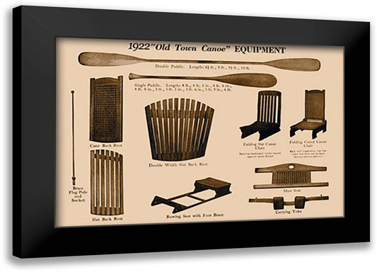 Canoe Equipment 22x16 Black Modern Wood Framed Art Print Poster