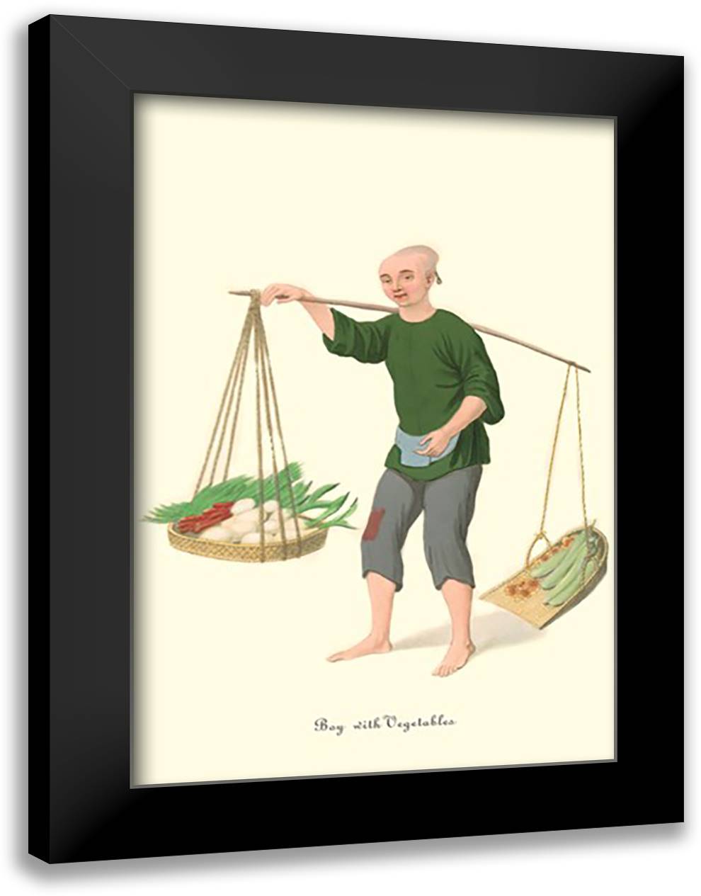 Boy with Vegetables 16x22 Black Modern Wood Framed Art Print Poster by Malon, George Henry