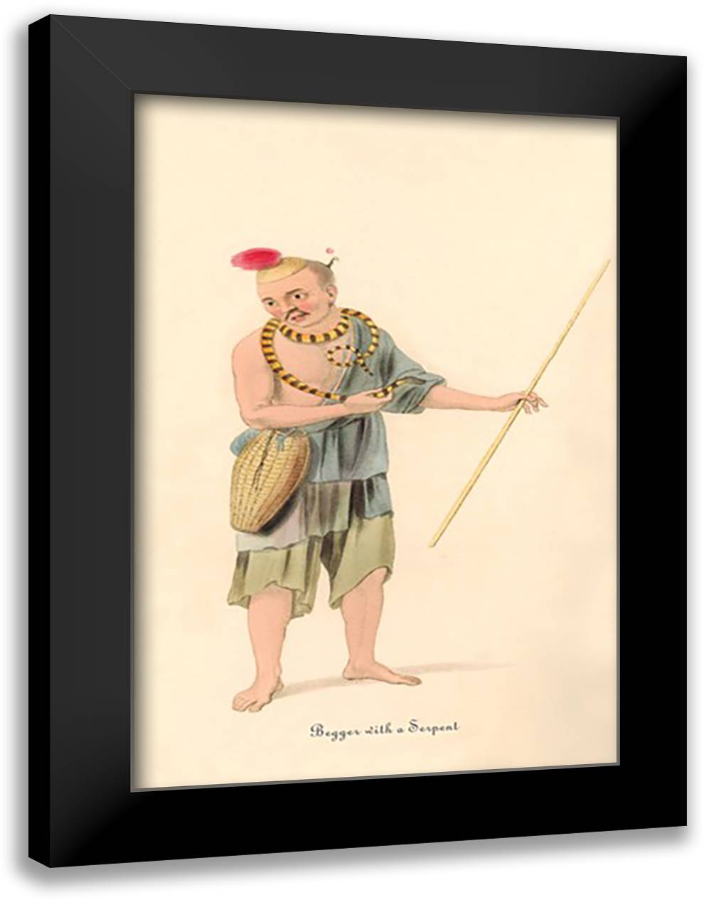 Beggar with a Serpent 16x22 Black Modern Wood Framed Art Print Poster by Malon, George Henry