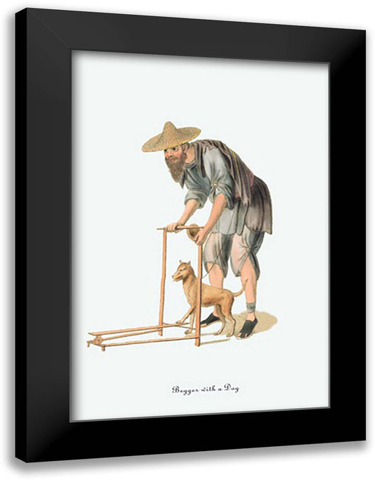 Beggar with a Dog 16x22 Black Modern Wood Framed Art Print Poster by Malon, George Henry