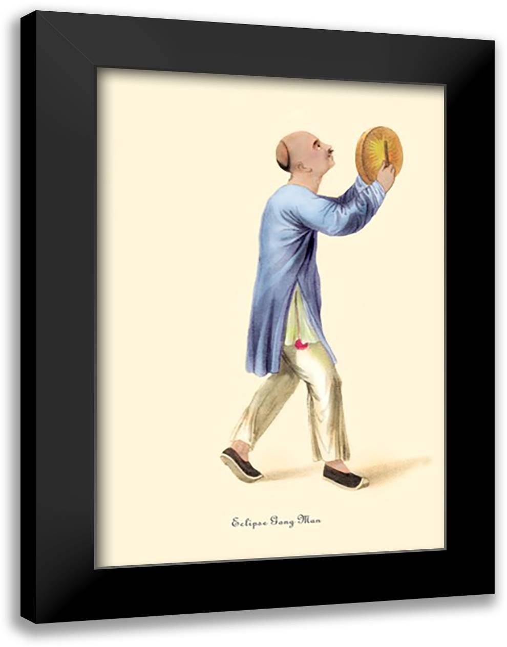 Eclipse Gong Man 16x22 Black Modern Wood Framed Art Print Poster by Malon, George Henry