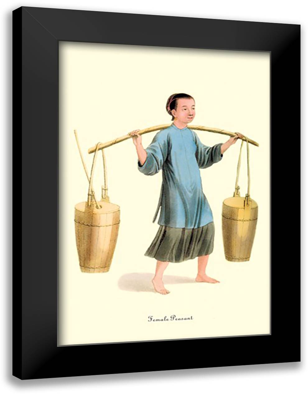 Female Peasant 16x22 Black Modern Wood Framed Art Print Poster by Malon, George Henry