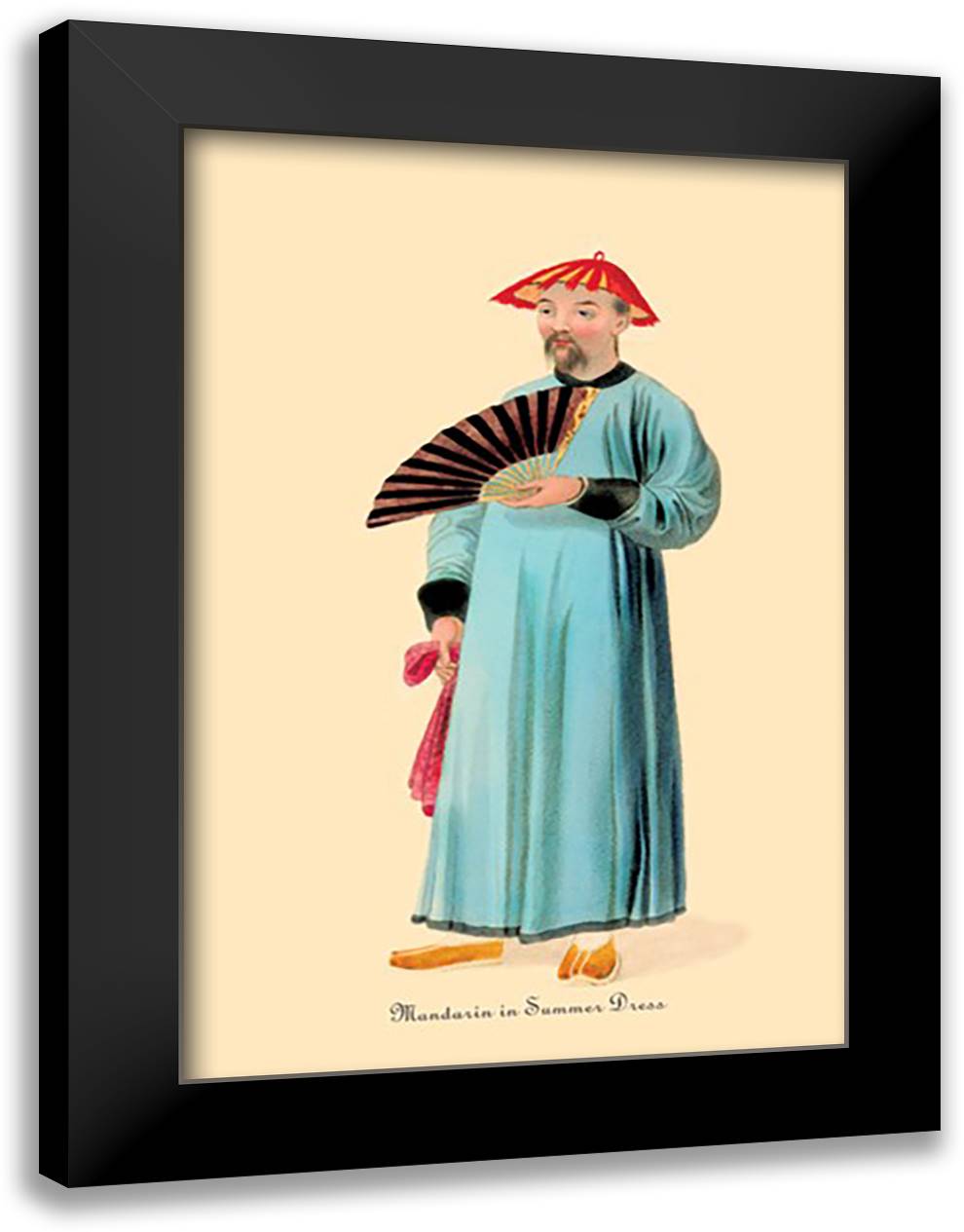 Mandarin in Summer Dress 16x22 Black Modern Wood Framed Art Print Poster by Malon, George Henry