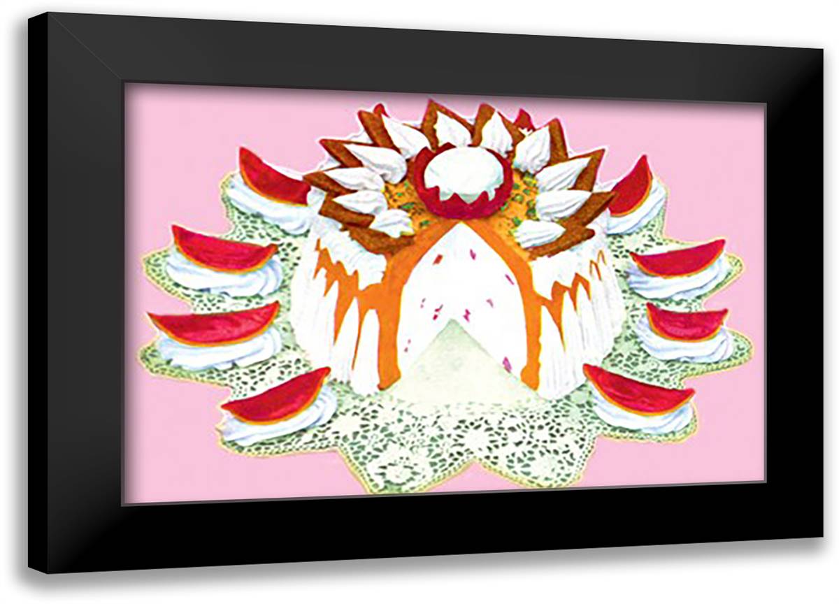 Oriental Food Cake 22x16 Black Modern Wood Framed Art Print Poster