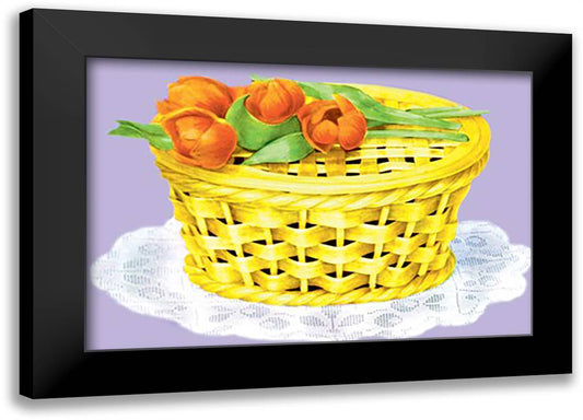 Sugar Basket with Tulips 22x16 Black Modern Wood Framed Art Print Poster