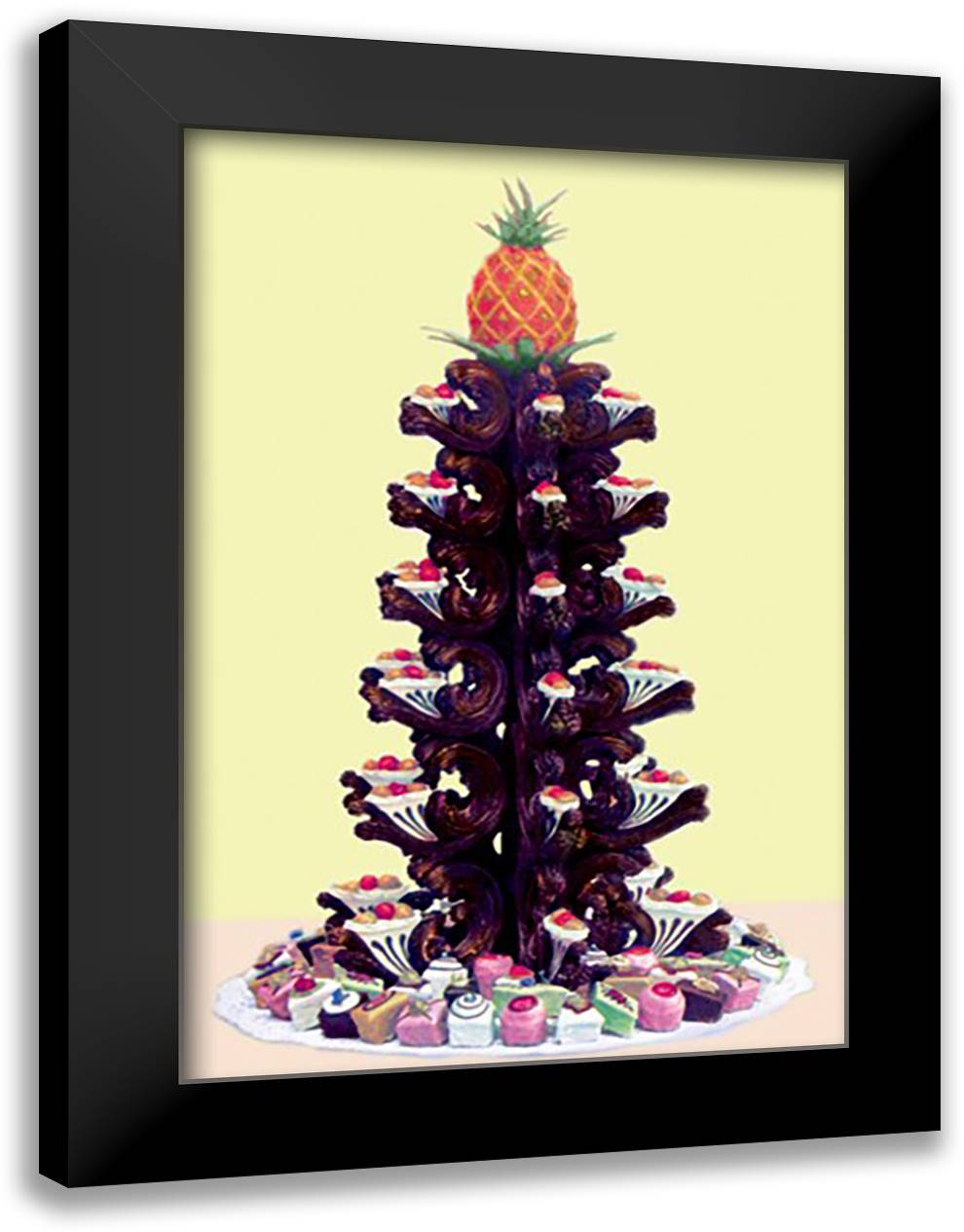 Decorative Crest of Chocolate 16x22 Black Modern Wood Framed Art Print Poster