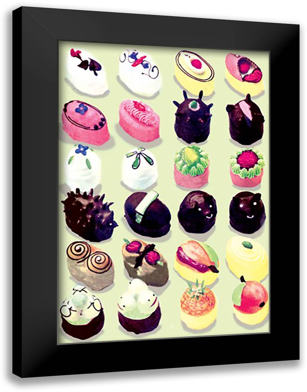 Various Desserts 16x22 Black Modern Wood Framed Art Print Poster