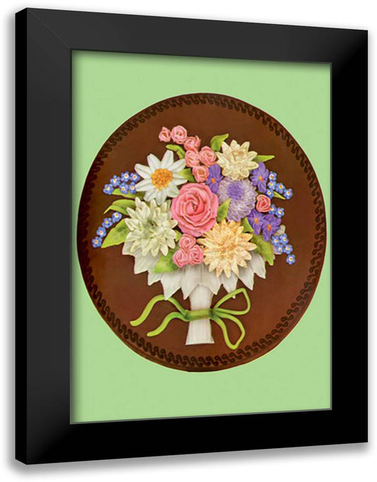 Tart Decoration with Butter Cream Flowers 16x22 Black Modern Wood Framed Art Print Poster