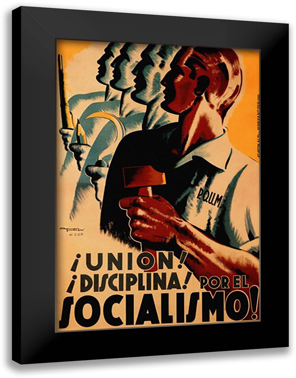 Union! Disciplina! Por el Socialismo! 16x22 Black Modern Wood Framed Art Print Poster by Fontsere