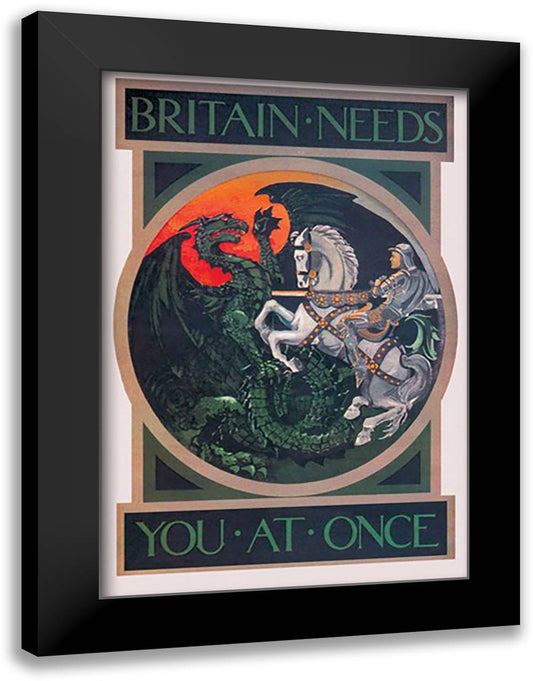 Britain Needs You at Once 16x22 Black Modern Wood Framed Art Print Poster