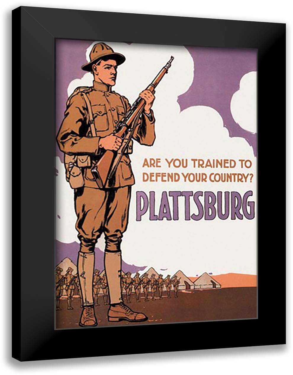 Are You Trained to Defend Your Country? 16x22 Black Modern Wood Framed Art Print Poster