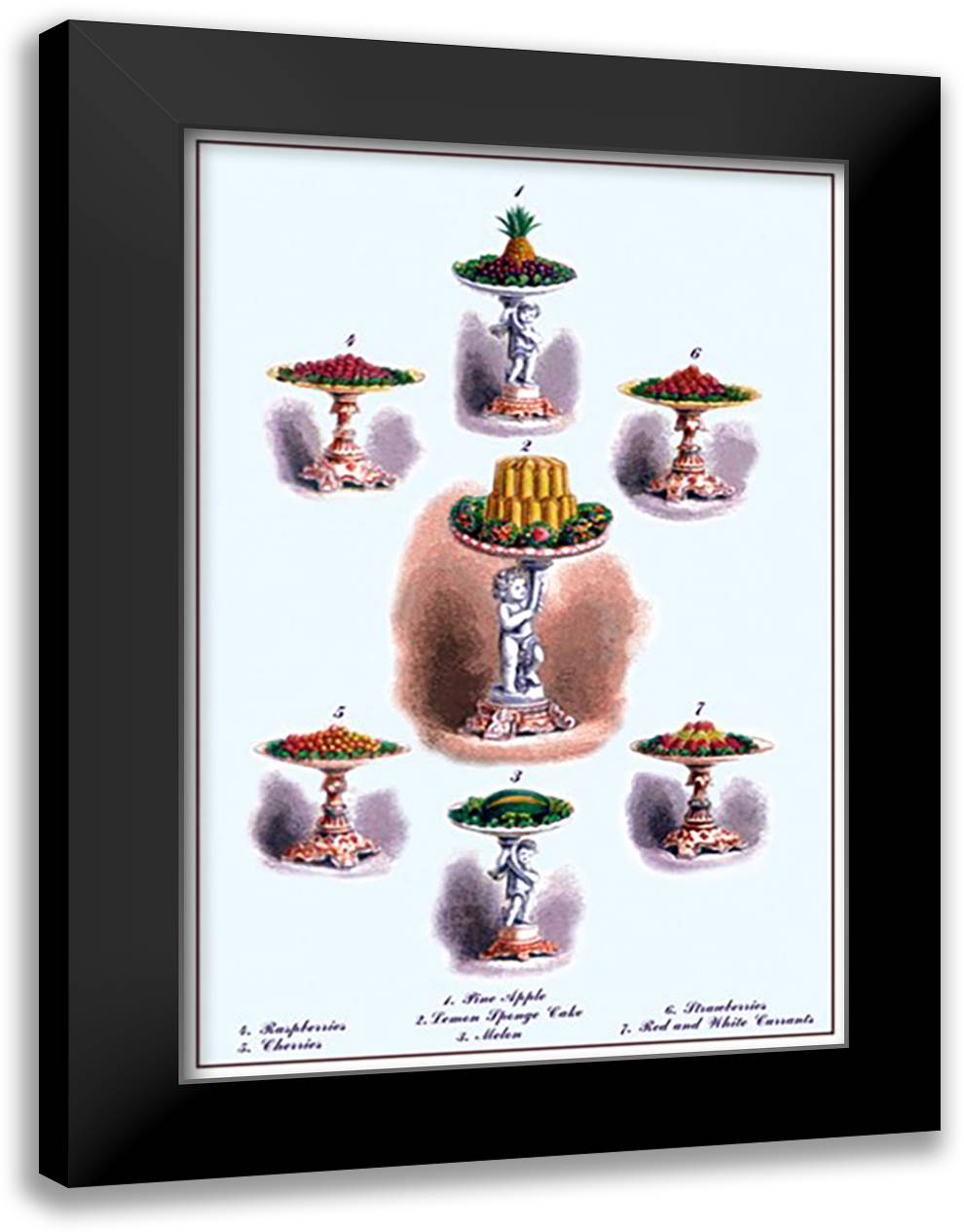 Fruit and Cakes 16x22 Black Modern Wood Framed Art Print Poster by Krowheim