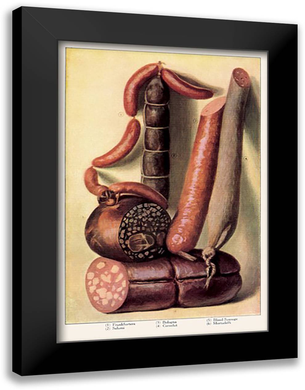 Sausage 16x22 Black Modern Wood Framed Art Print Poster