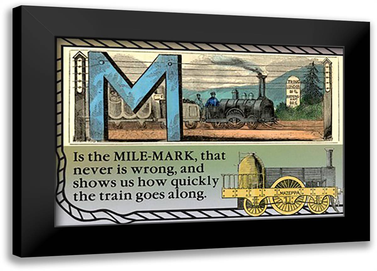 M is the Mile-Mark 22x16 Black Modern Wood Framed Art Print Poster