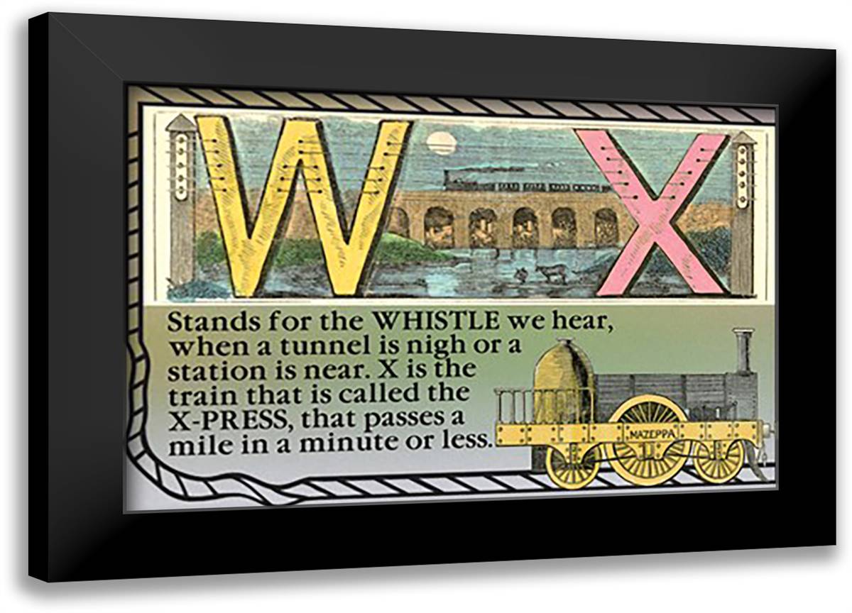 W and X 22x16 Black Modern Wood Framed Art Print Poster