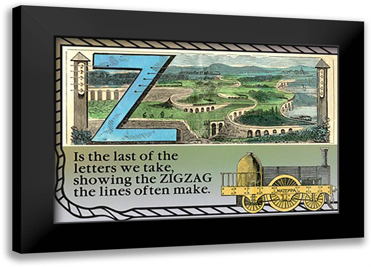 Z for Zigzag 22x16 Black Modern Wood Framed Art Print Poster