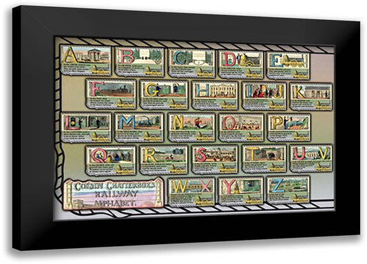 Cousin Chatterbox's Railway Alphabet 22x16 Black Modern Wood Framed Art Print Poster