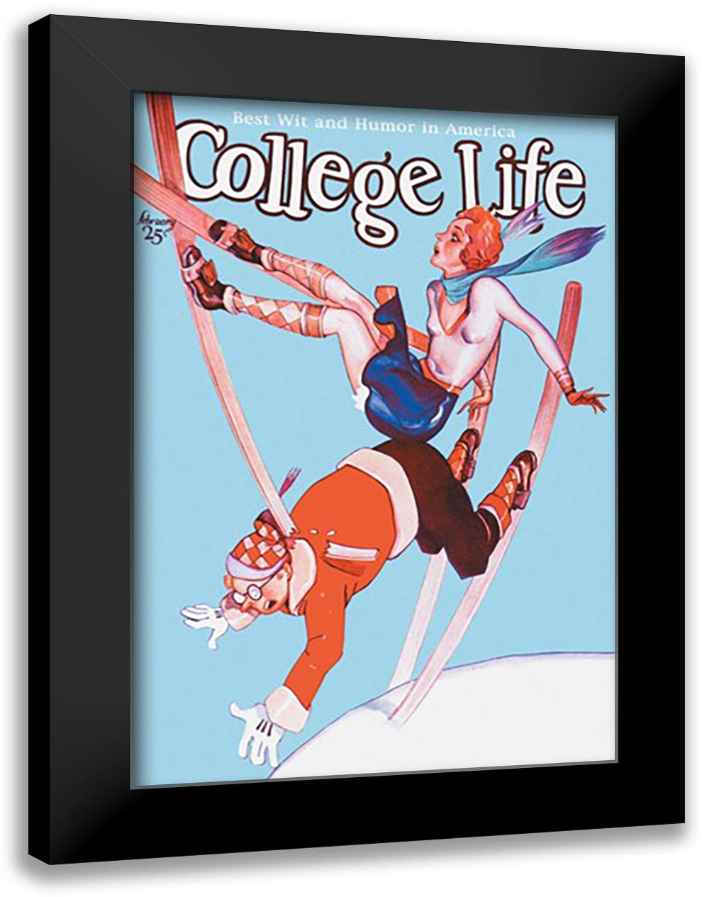 College Life: Falling Down 16x22 Black Modern Wood Framed Art Print Poster by Armado