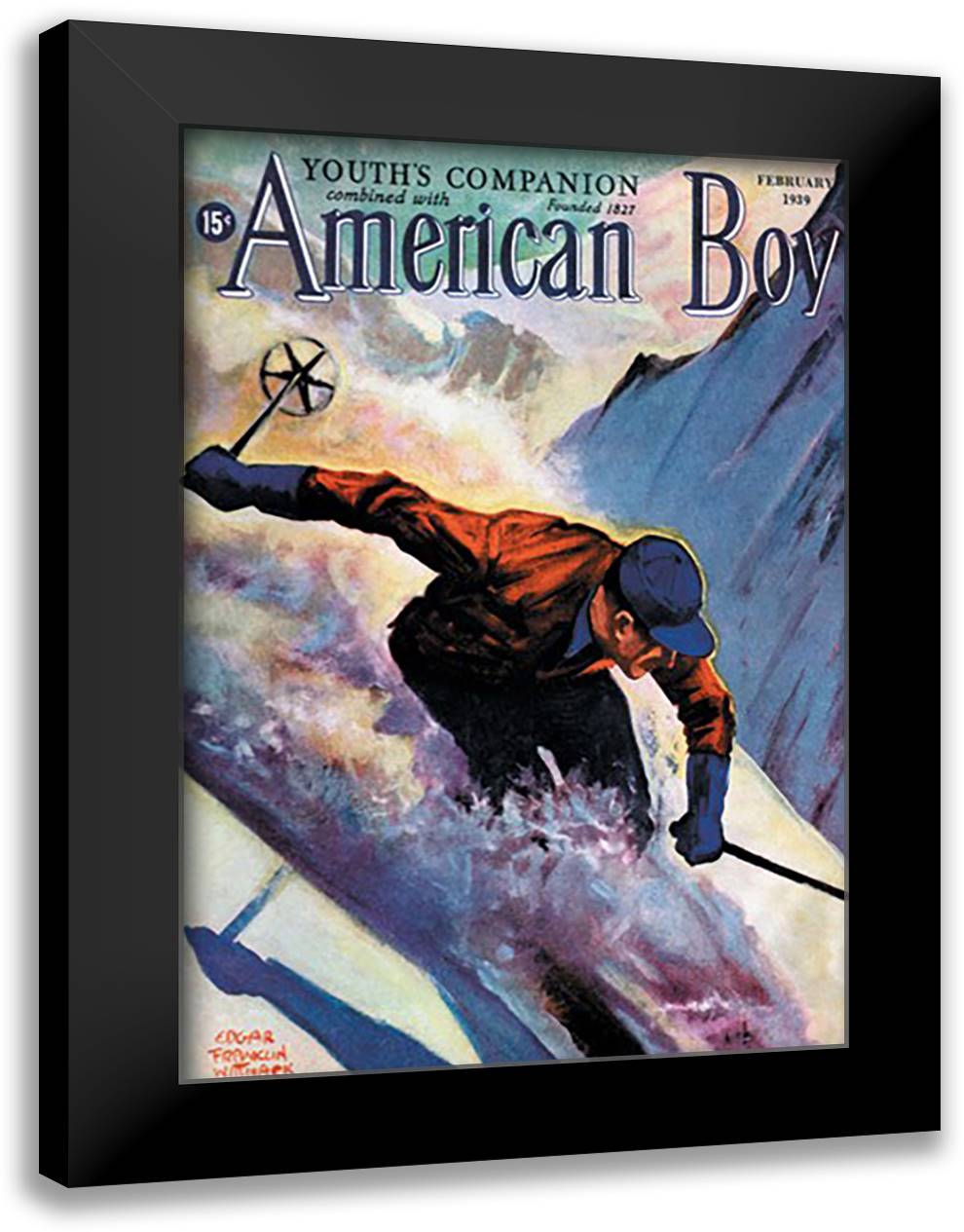 American Boy, February 1939 16x22 Black Modern Wood Framed Art Print Poster by Wittmack, Edgar Franklin
