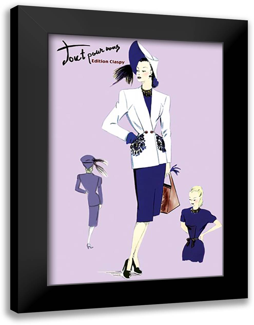 Dressy Suit with Hat 16x22 Black Modern Wood Framed Art Print Poster